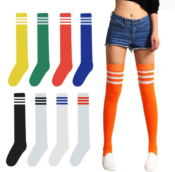 

2017 fashion striped over knee socks women cotton thigh high over the knee stockings for ladies girls cheerleaders socks 5565701, Black;white
