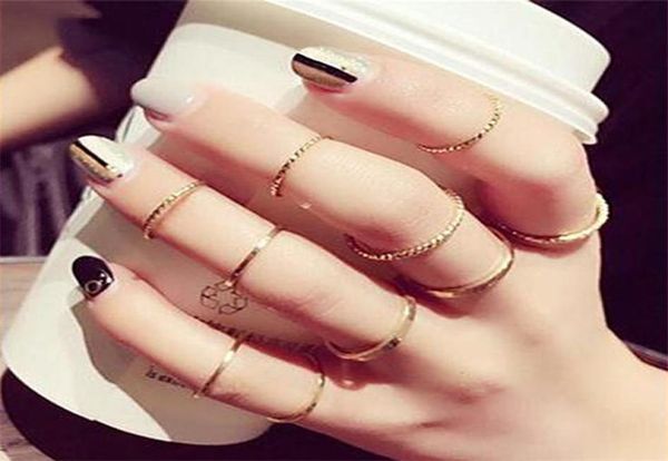 

vintage bohemian stacking rings finger knuckle midi ring set for 10 piece1377413, Silver