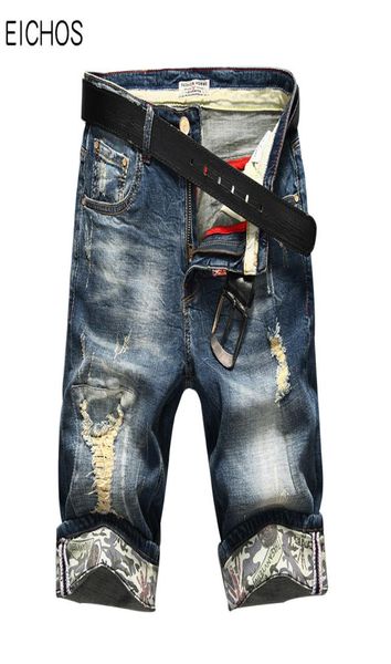 

distressed summer casual thin short homme de marque korean youth mens denim shorts elasticity distressed skinny jeans men jeans6252415, Blue