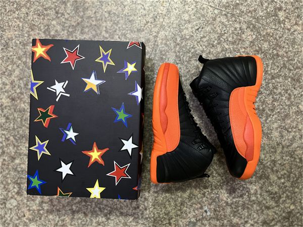 

new release air 12 wmns brilliant orange authentic 12s fd9101-081 black/brilliant orange-white basketball outdoor shoes sports sneakers, White;red