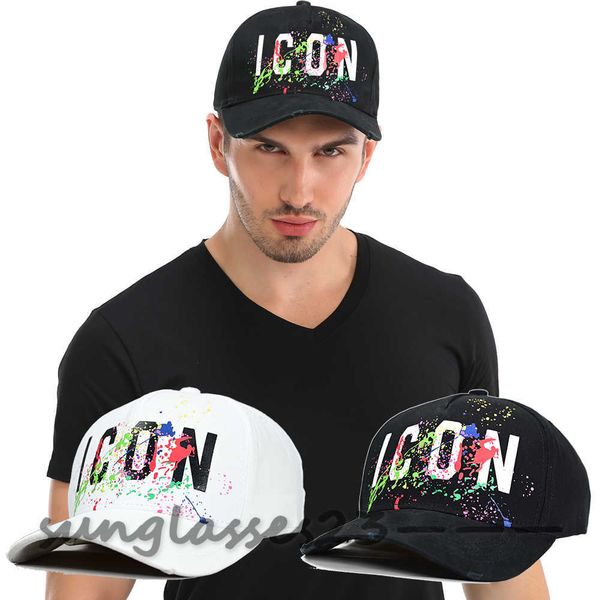 

icon four season versatile baseball hat men's and women's all cotton duck tongue cap white hat fashion brand graffiti caps, Blue;gray