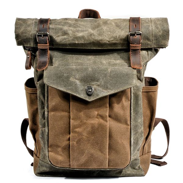 

school bags muchuan luxury vintage canvas backpacks for men oil wax leather travel backpack large waterproof daypacks retro bagpack 230724
