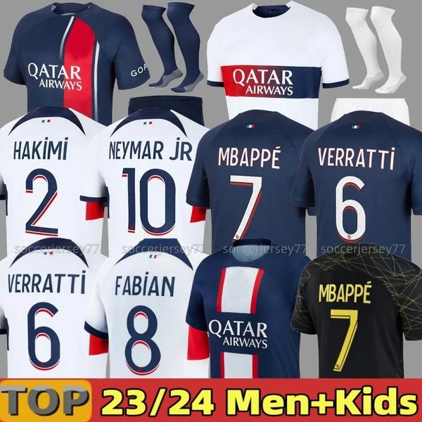 

soccer jerseys player 10 mbappe 7 soccer jersey hakimi sergio ramos psgs 23 24 maillots football shirt 2023 2024 men kids kit sets uniform e, Black;yellow