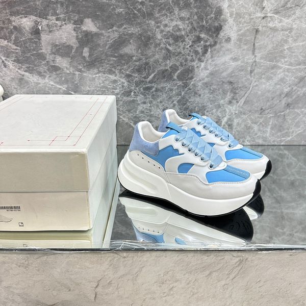 

designer outdoor shoes woman shoes leather lace up men fashion platform oversized sneakers white 0724, Black