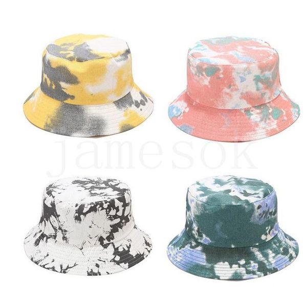 

wholesale ins tie dye summer bucket hat for women men fashion reversible bob ladies panama skateboard sun caps fisherman hat db408, Blue;gray