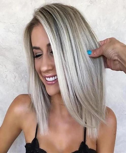 

synthetic wigs hairjoy women straight middle part short silver grey hair wig heat resistant fiber1366522, Black