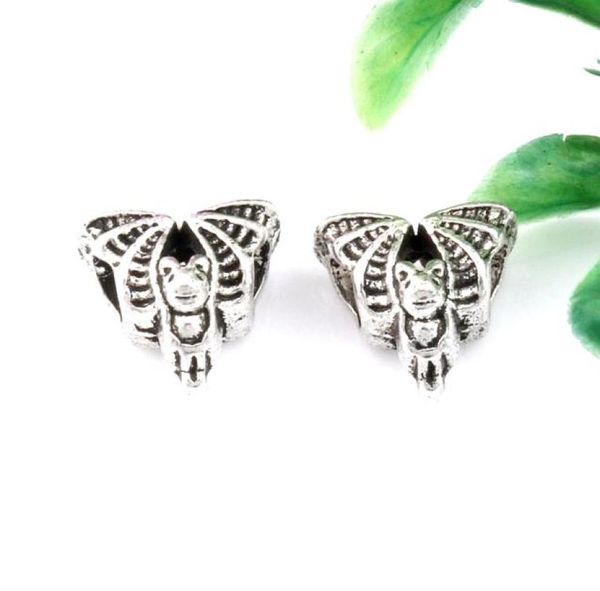 

120pcs antique silver alloy bat in flight big hole spacer beads fit european bead bracelet 13x13x8mm1702781, Bronze;silver
