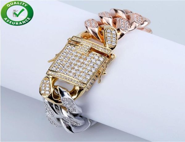 

hip hop jewelry mens gold bracelets luxury designer bangles diamond tennis bracelet style charms iced out bling cuban link chain1857236, Golden;silver