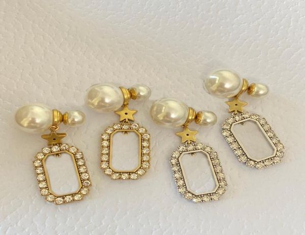 

fashion hoop earrings letter square with stones aretes orecchini for women party moon star wedding lovers gift jewelry engagement9378842, Golden;silver