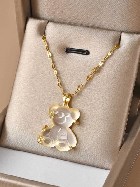 

women's accessories cartoon bear pendant necklace, Silver