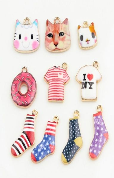

20pcs enameled cat clothes buoy socks charm pendant bowknot findings jewelry findings8143820, Bronze;silver