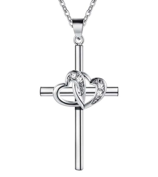 

whole low 925 sterling silver plated heart cross pendant necklace with zircon fashion party accessories christmas gifts 7367735