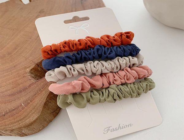 

5 pieceslot scrunchie hairband hair tie 11 style girl hair accessories satin stretch ponytail holders handmade gift headband 16938739872, Slivery;white