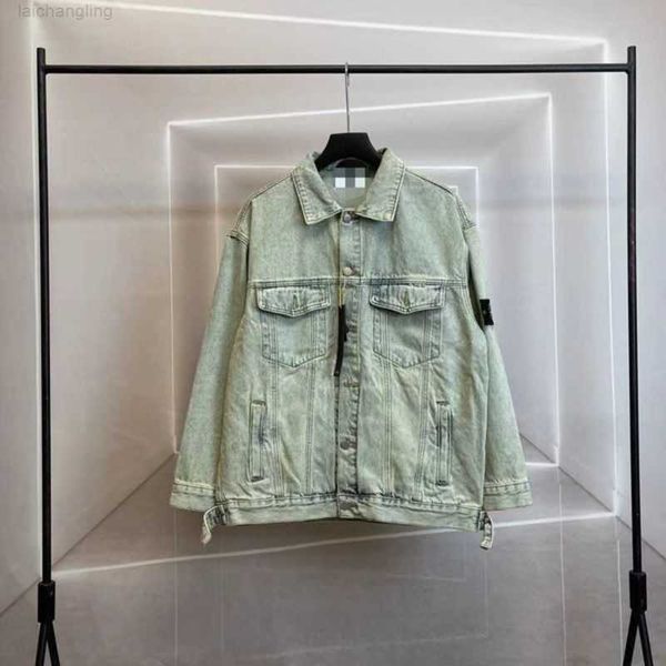

men's and women's denim coats stone designer badge zipper jacket loose style spring oxford breathable portable high street islandl, Black;brown