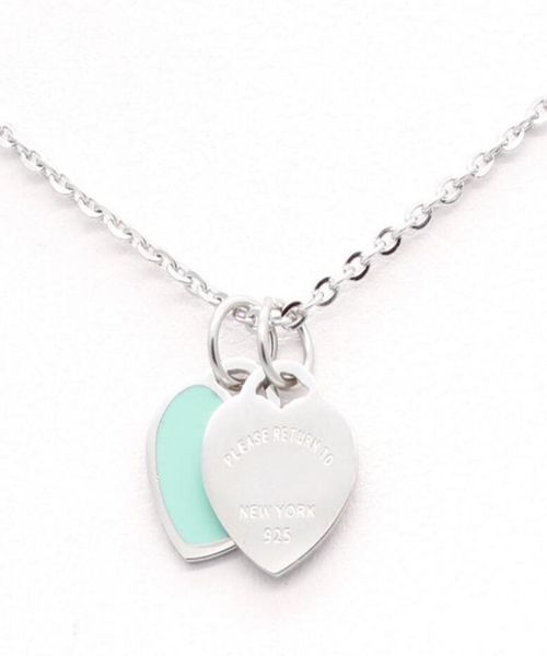 

sell english letters enamel pink double heart titanium stainless steel gold silver necklace for women jewelry9178875