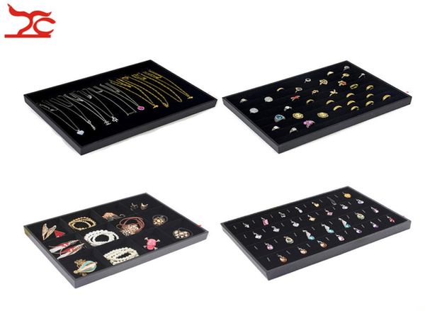 

black velvet stackable jewelry display trays necklace ring earring holder showcase pendant watch storage jewelry boxes6035476
