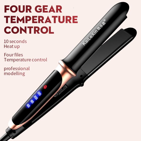 

hair straighteners four-gear adjustable temperature 2in1 professional flat iron hair straightener fast warm-up styling tool for wet or dry h, Black