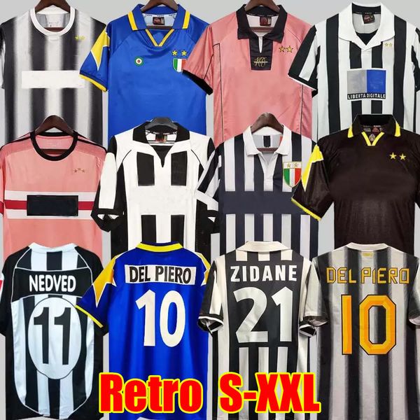 

retro del piero conte soccer jerseys pirlo buffon inzaghi 84 85 92 95 96 97 98 99 02 03 04 05 94 95 zidane ancient maillot davids conte shir, Black;yellow