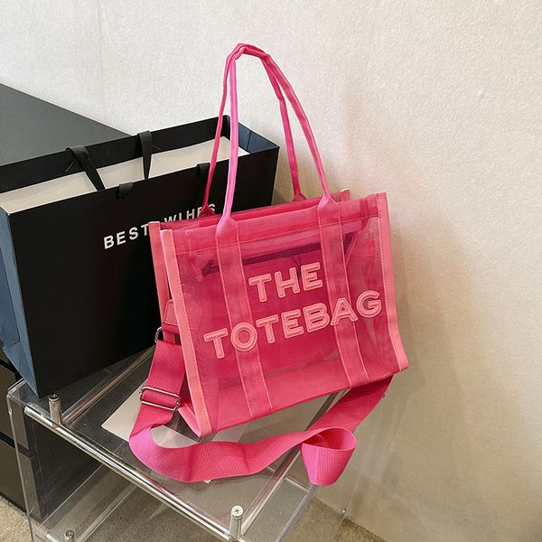 

pink sugao women tote bag crossbody shoulder bags handbag large capacity mesh transparent fashion luxury designer handbags shopping bag girl