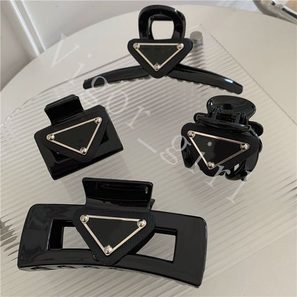 

designer girl hair pins luxury barrettes designer trigonometic p-letter mixed model hairpin classic women hair product black color hair clip, Black;brown