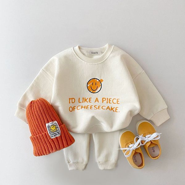 

clothing sets 2023 autumn korea baby boy girl clothes set born infant outfits long sleeve children casual sweatshirt harem pants 230724, White
