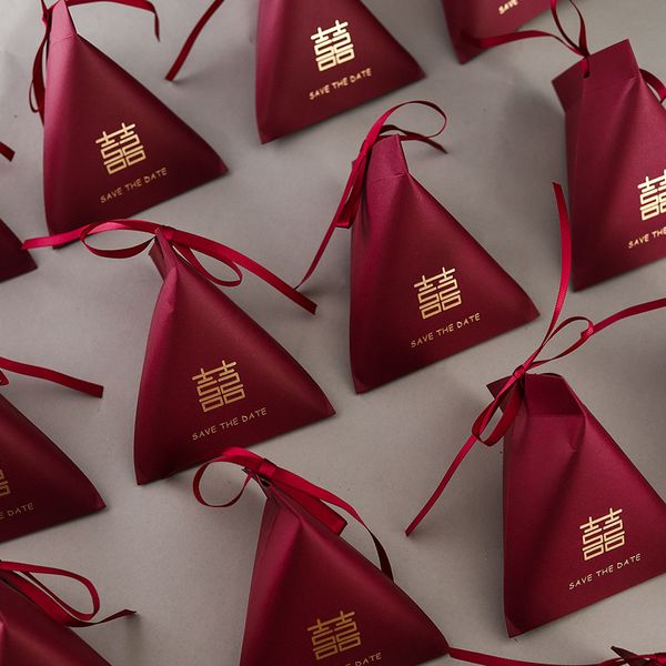 

Wholesale New Chinese Style Folding-Free Triangle Wedding Candies Box Wedding Candy Bag Creative Trending Candy Box