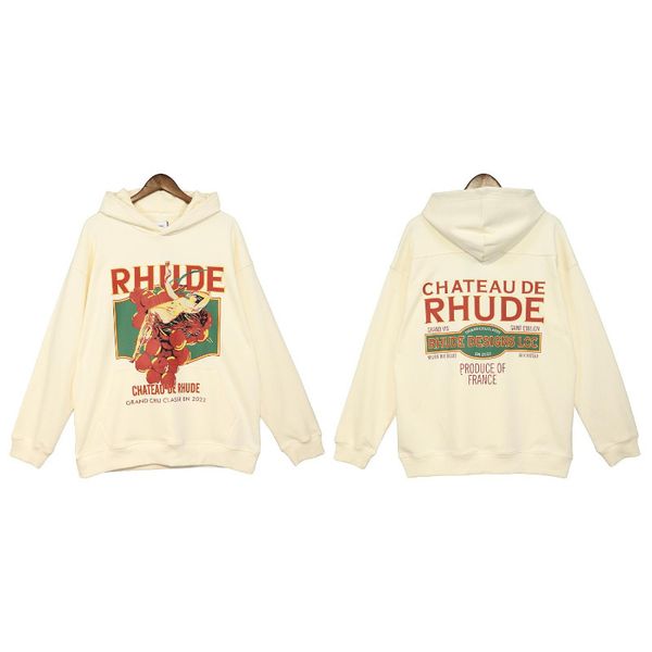 

women's hoodies sweatshirts 23ss beige letter print rhude men women eu size 100 cotton sweatshirt high street autumn winter justin bieb, Black