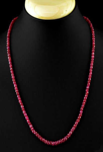 

2x4mm natural faceted brazil red ruby abacus gemstone beads necklace 18039039 aaa3789220, Silver