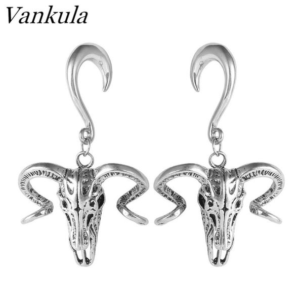 

vankula new arrival ear dangle hooks 316l stainless steel ear gauges expander body jewelry cool style plugs piercing 2pcs2006131, Slivery;golden
