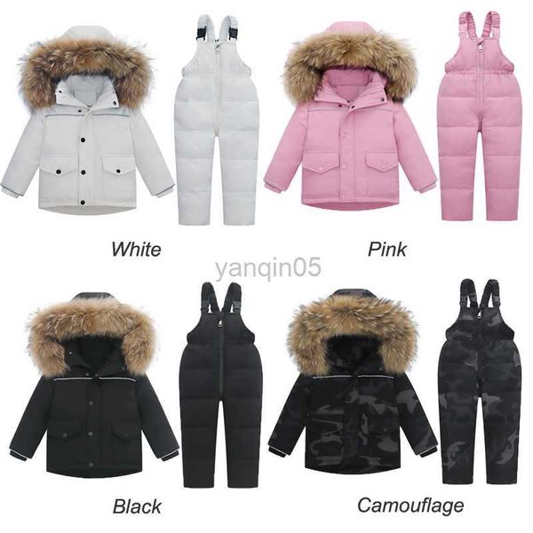 

down coat 2023 winter down jacket jumpsuit baby boy parka fur girl clothes suit children clothing set toddler thick warm overalls snowsuit h, Blue;gray