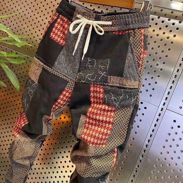

men's pants men's pants winter autumn fashion men's harem joggers patchwork ankle cuffed elastic waist drawstring street hip, Black