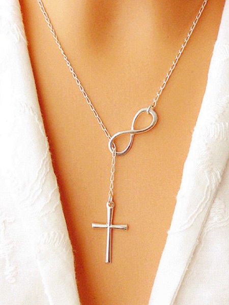 

women's accessories fashionable zinc alloy infinity cross charm y lariat necklace for women for daily decoration, Silver