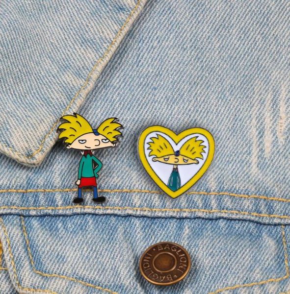 

cartoon arnold pins fun anime boy enamel collection fashion tv show brooch for backpack badge for bag lapel jewelry friends gift4995218, Blue