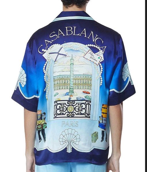 

new casablanca button up shirt place vendome city palace auto men's and women's twill shirt, White;black
