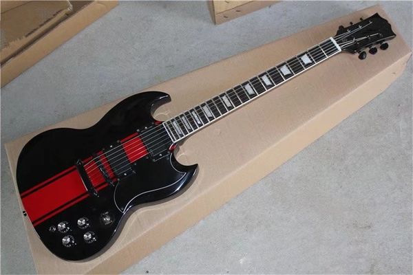 

custom sg red & black electric guitar mahogany body rosewood fingerboard 2 humbucker pickups gold hardware