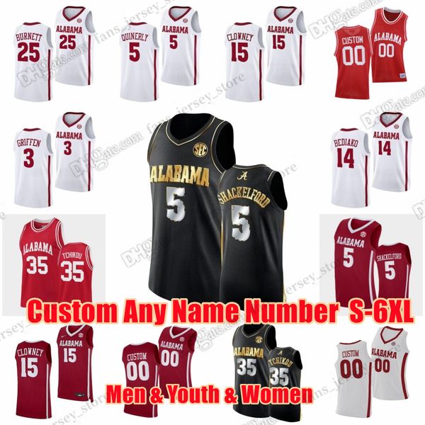 

ncaa custom xs-6xl alabama crimson tide college basketball jerseys jahvon quinerly collin sexton rylan griffen brandon miller noah clowney j, Black