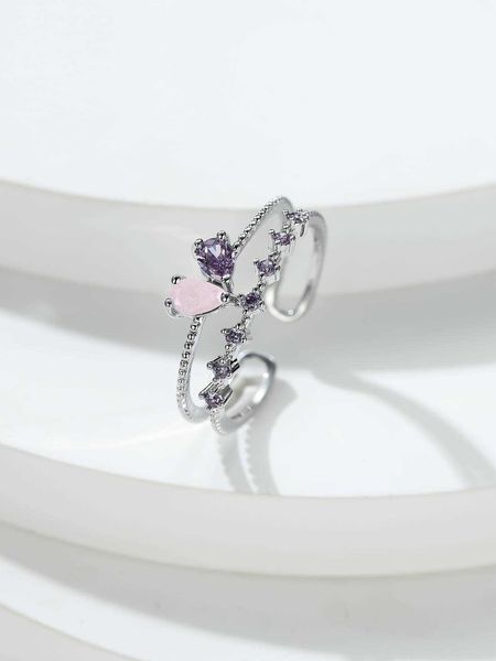 

women's accessories rhinestone water-drop decor cuff ring, Silver