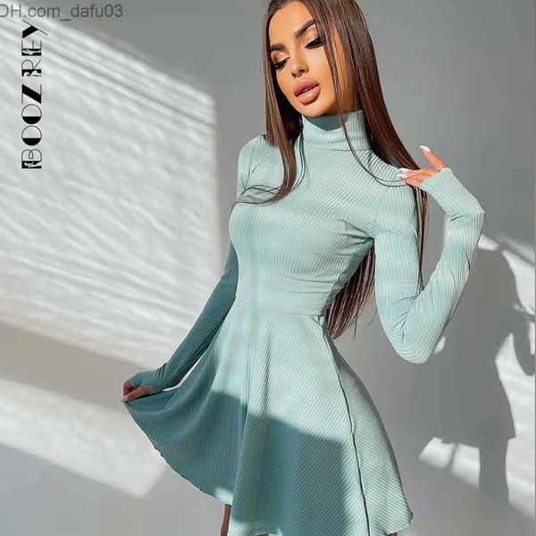 

basic casual dresses casual dresses boozrey elegant solid for women long sleeve knitted bottoming a-line pleated skirt streetwear turtleneck, Black;gray