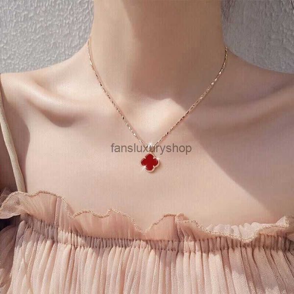 

van clover double sided four-leaf clover necklace women 999 luxury sterling silver necklace pendant does not fade to give her girlfriend for