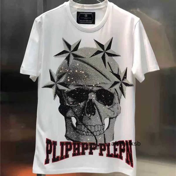 

plein philipps women's designer european station slim new german skull pp short sleeve diamond t-shirt men's fit and fashion juf, Black;brown