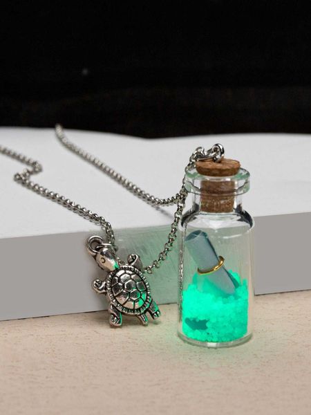 

women's accessories luminous bottle charm necklace, Silver
