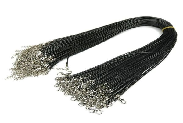 

black wax cord rope 1.5mm for diy pendant necklace gift with lobster clasp link chain charms jewelry 100pcs/lot wholesale2015253, White;red
