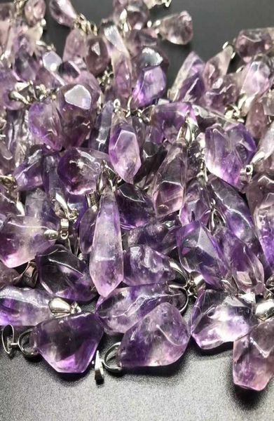 

amethyst pendant natural crystal energy necklace yoga meditation healing gift whole2647217, Silver
