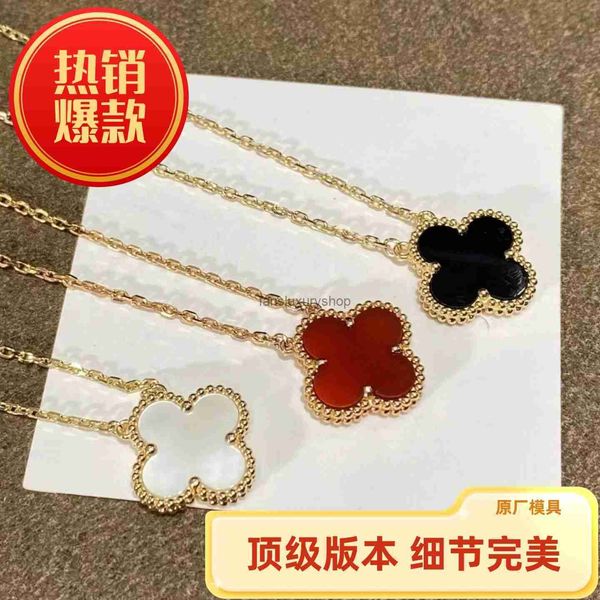 

van clover new four-leaf clover necklace girl s925 silver collar chain light luxury small group high grade versatile pendant girlfriend gift