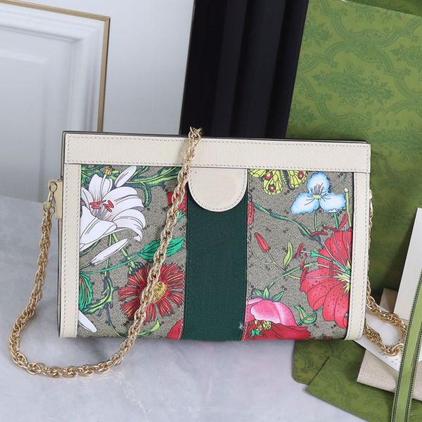 

clip crossbody bag women hand clutch wallets chain handbags purse red green ribbon fashion letters magnetic button flower pattern canvas sho