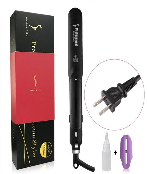 

hs004 professional argan oil steam hair straightener flat iron injection painting 450f straightening irons hair care styling tools9870839, Silver