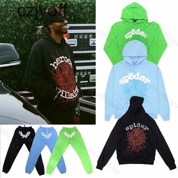 

mens hoodies sweatshirts 51 new colors spider sp5der young thug 555555 angel pullover pink red hoodie hoodye pants men uality sp5ders graphi, Black