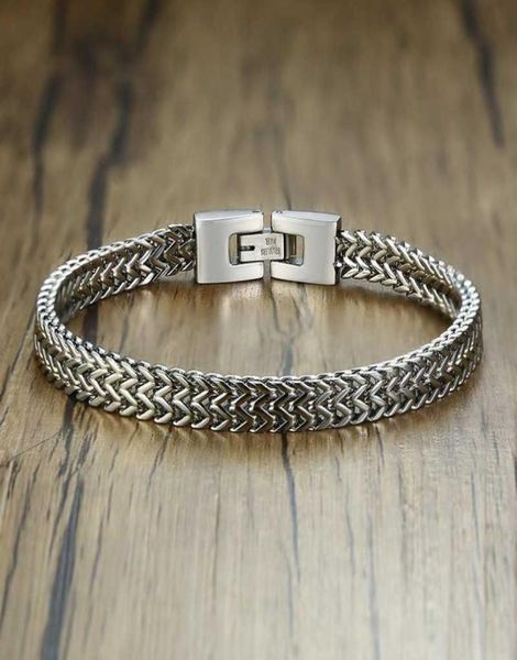 

stylish stainless steel bali foxtail chain bracelet for men double franco link chains bracelets armband male jewelry31734825233, Golden;silver