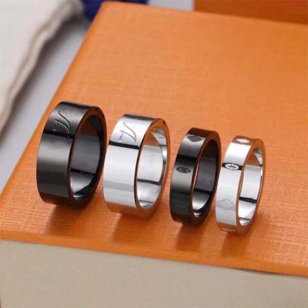 

fashion rings designer band ring black silver temperament personality letters 2 color for man women gift2605893