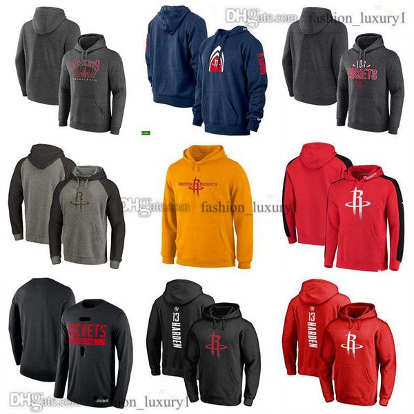 

mens houston''rockets''basketball hoodie hoody sweatshirt sweater cotton pullover brand hoodies fashion sweatshirts loos, Black